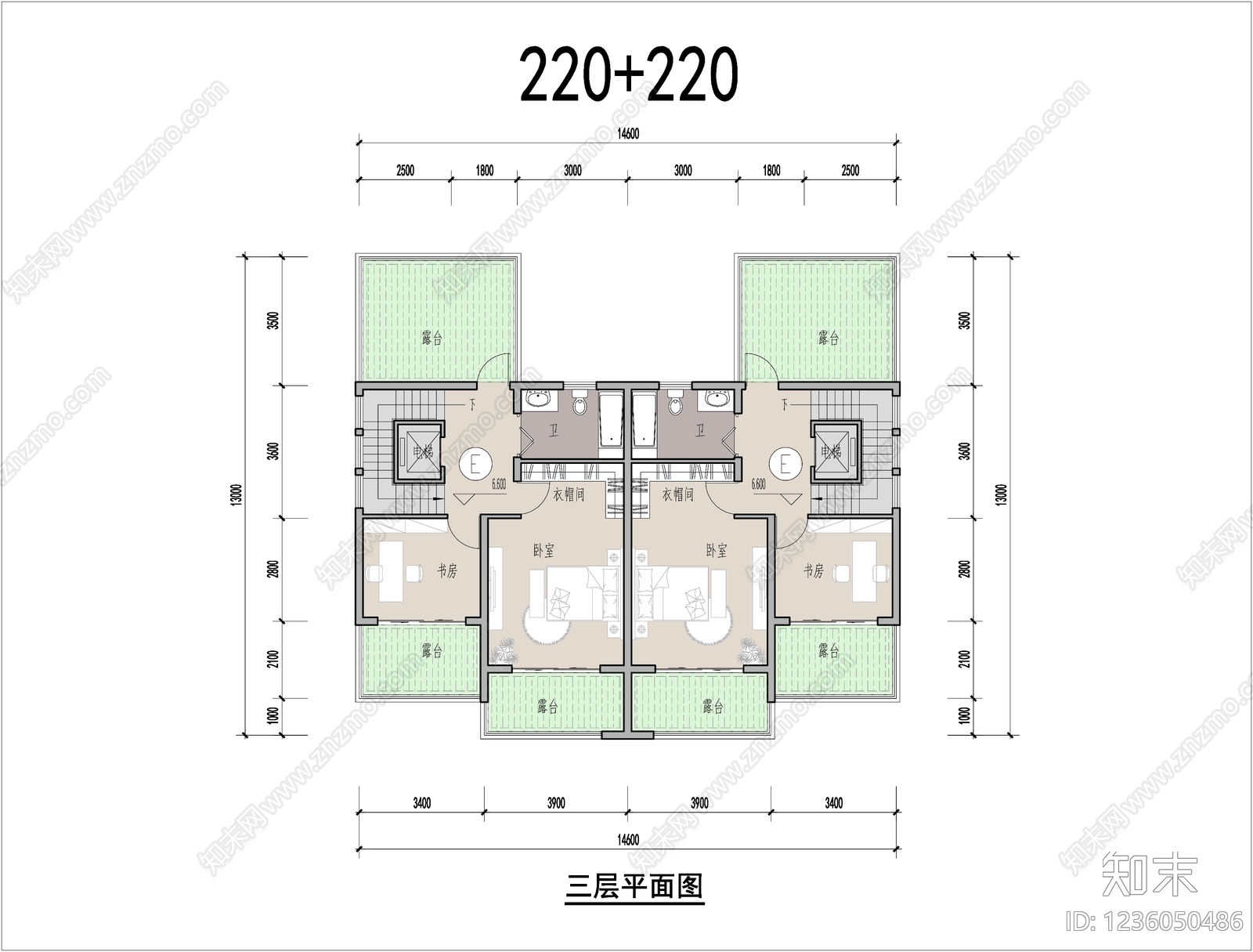 别墅建筑cad施工图下载【ID:1236050486】