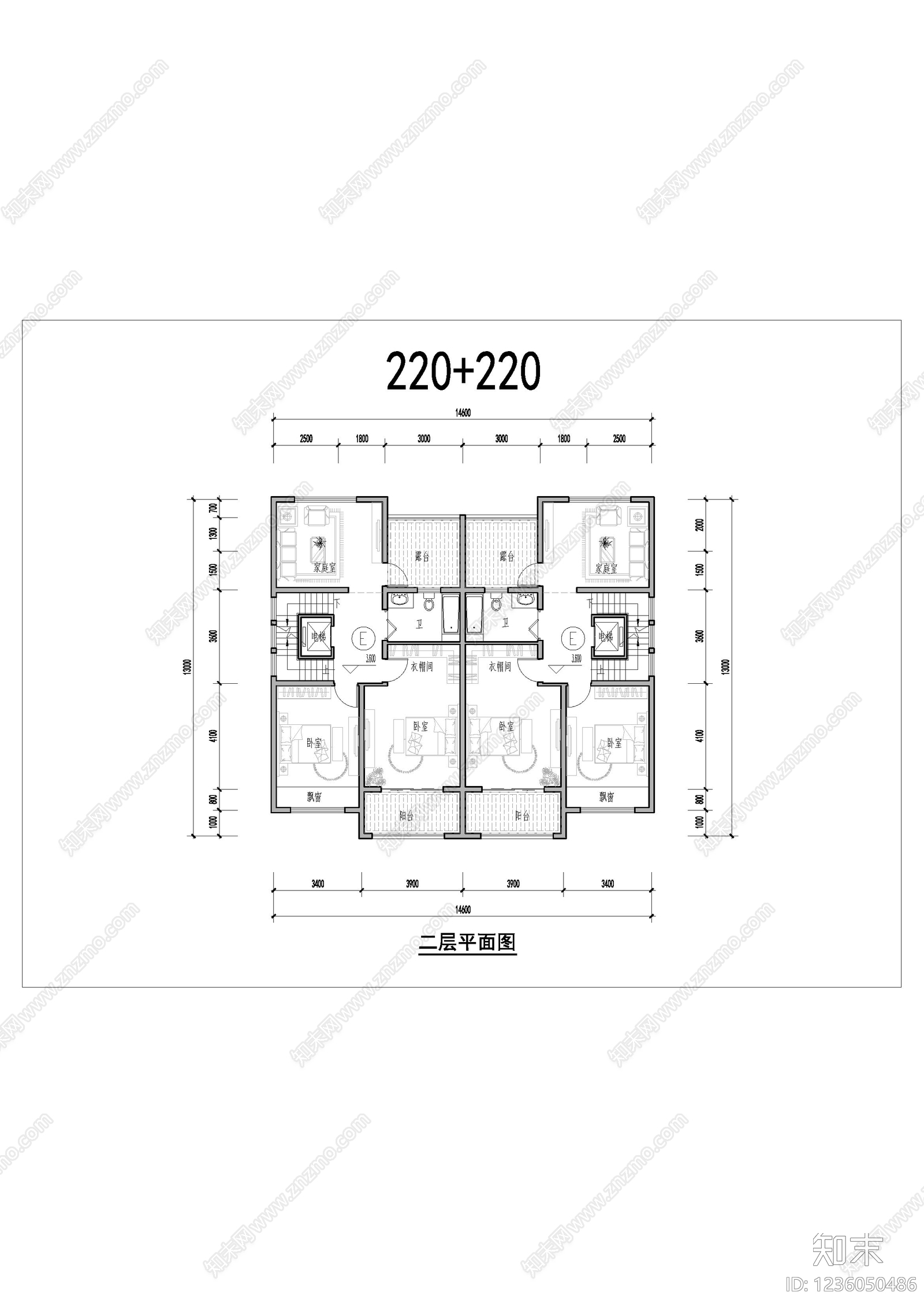 别墅建筑cad施工图下载【ID:1236050486】