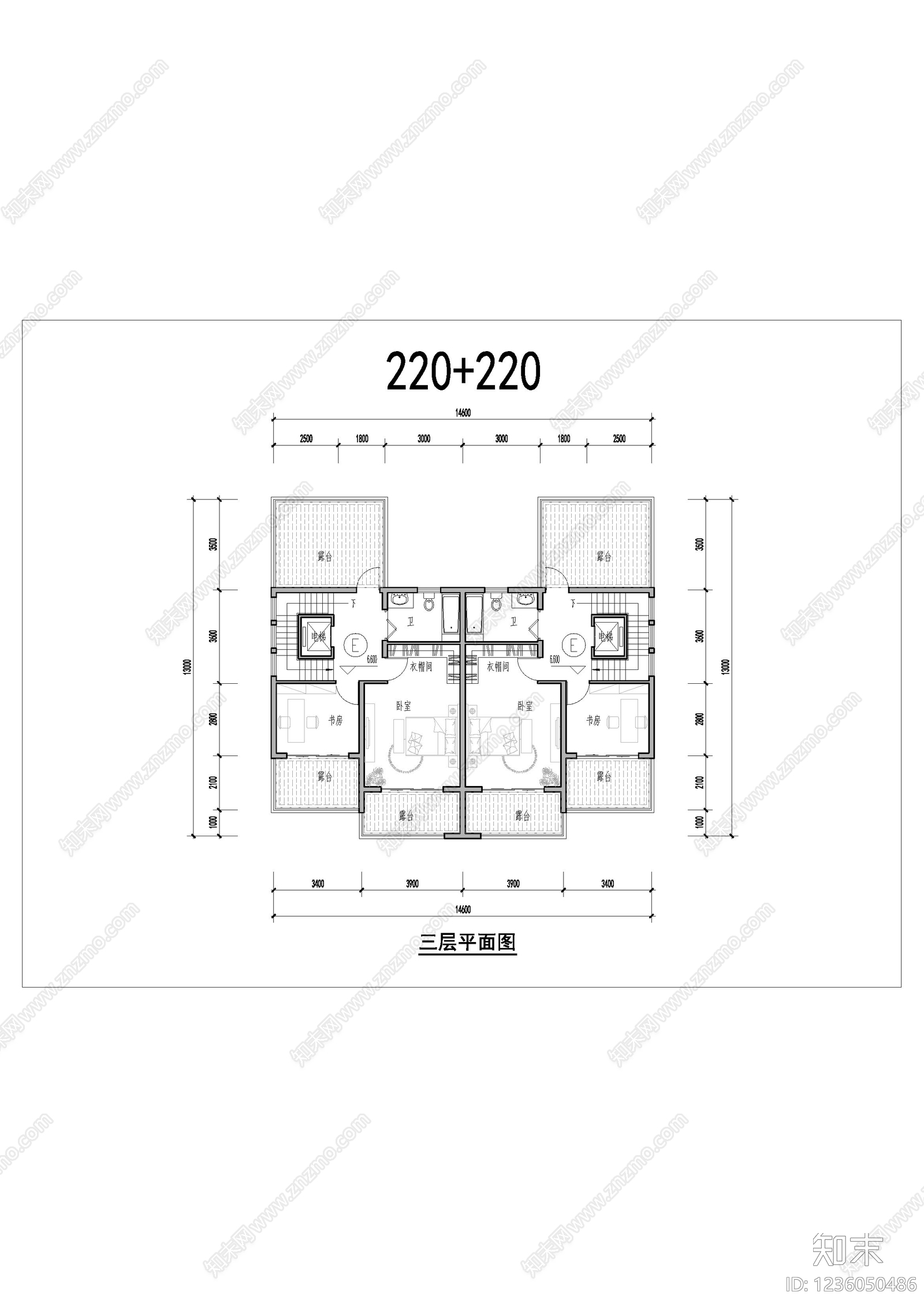 别墅建筑cad施工图下载【ID:1236050486】