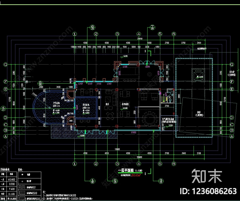 民宿建筑cad施工图下载【ID:1236086263】