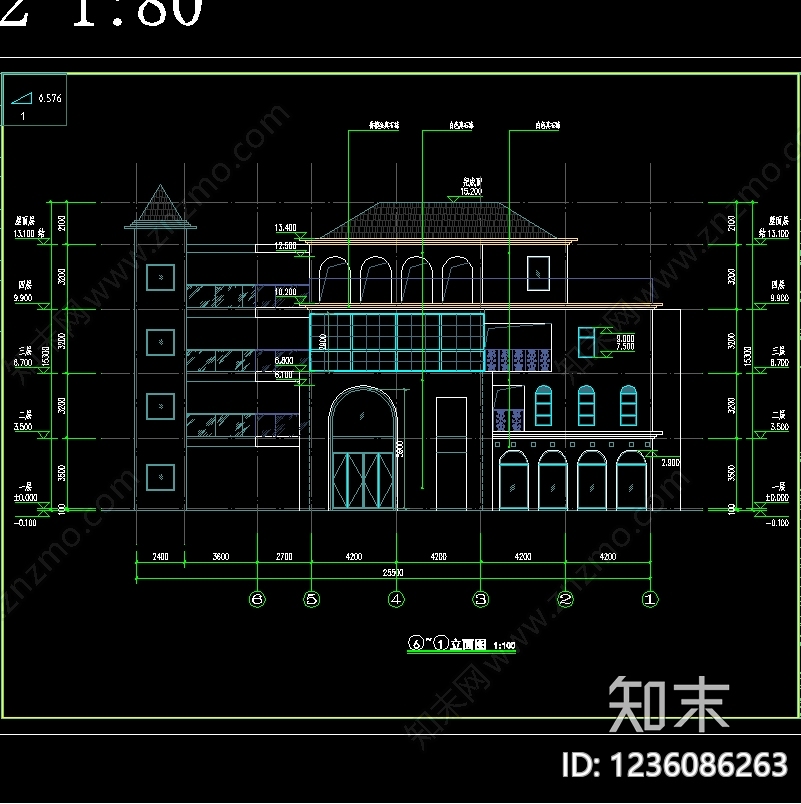 民宿建筑cad施工图下载【ID:1236086263】