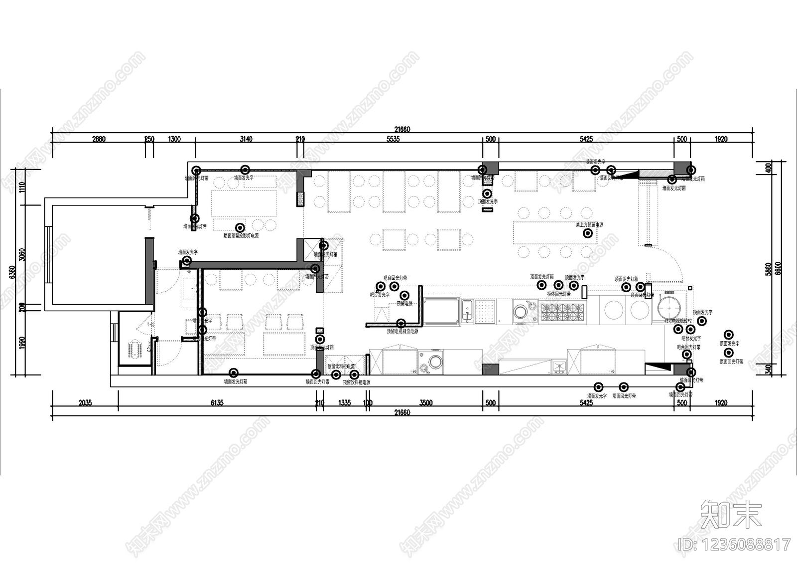 中餐厅cad施工图下载【ID:1236088817】
