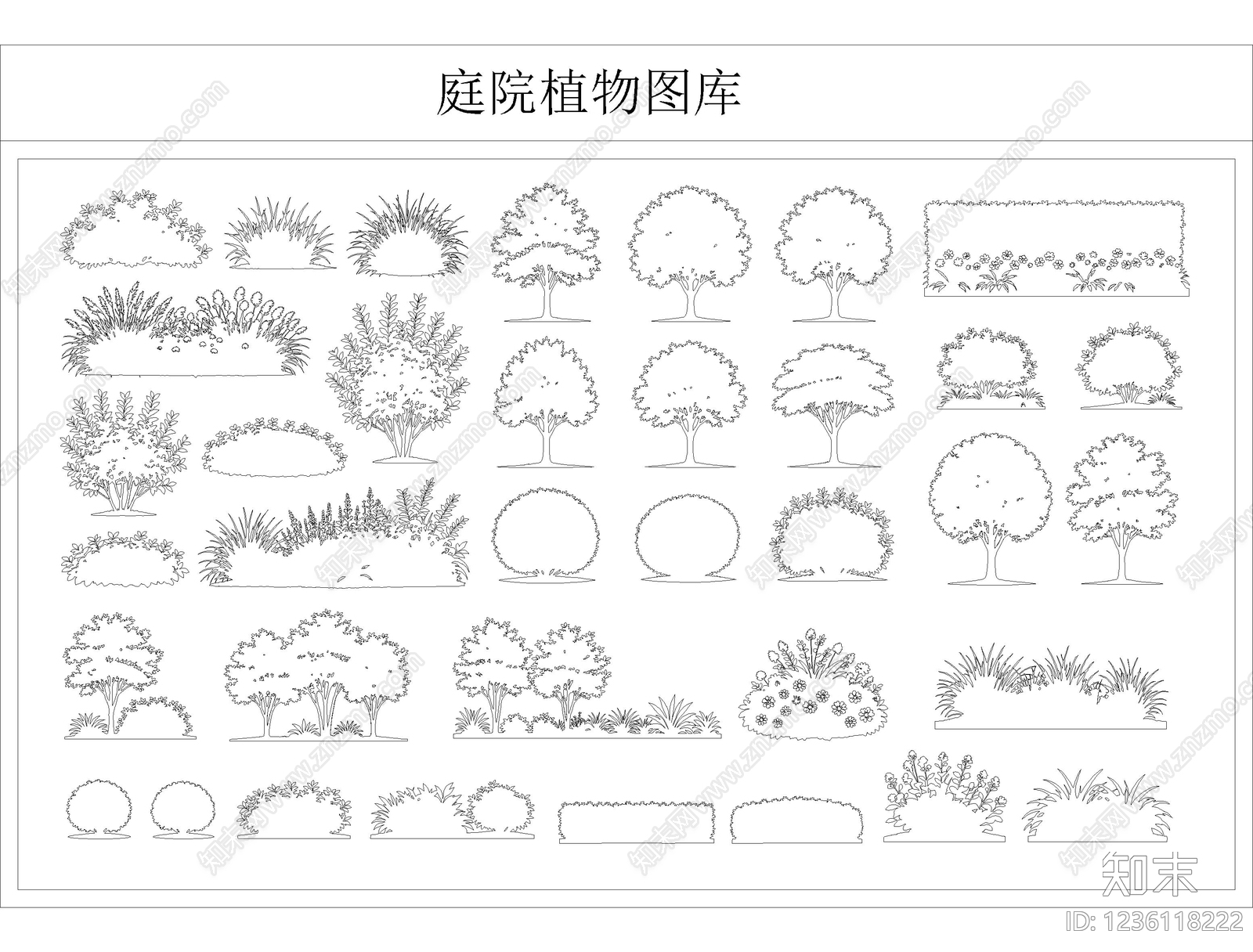 中庭绿化cad施工图下载【ID:1236118222】