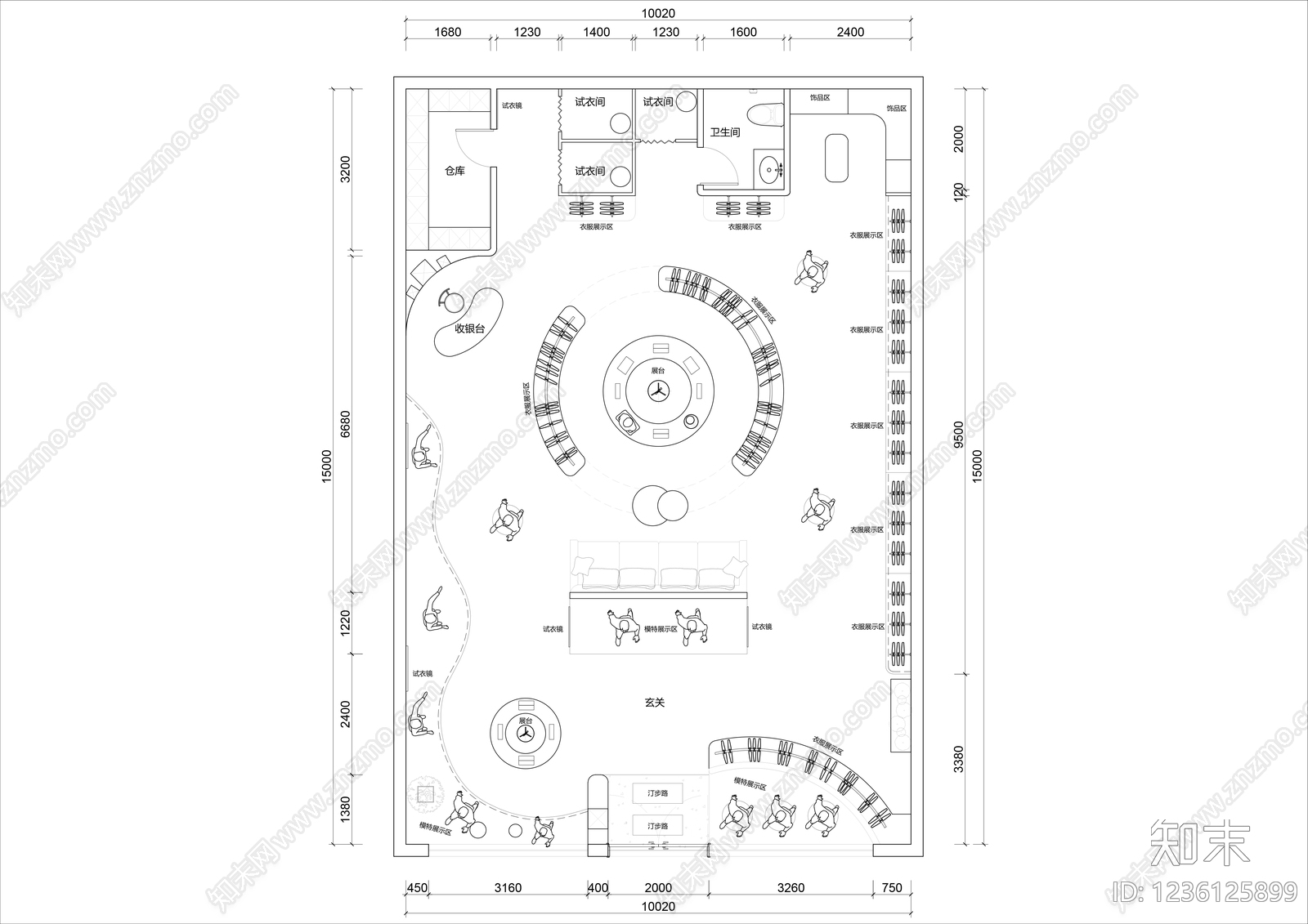 服装店cad施工图下载【ID:1236125899】