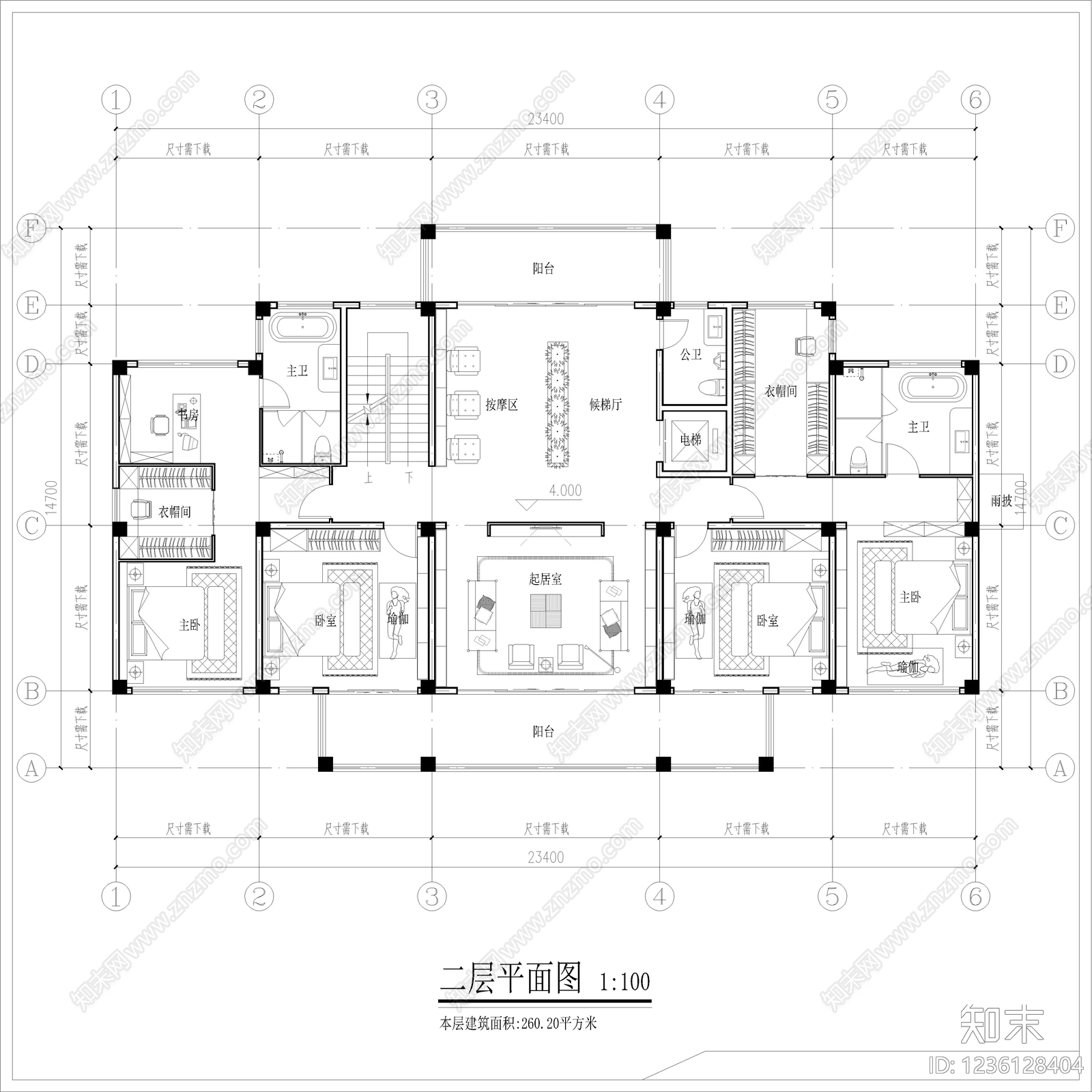 别墅建筑cad施工图下载【ID:1236128404】