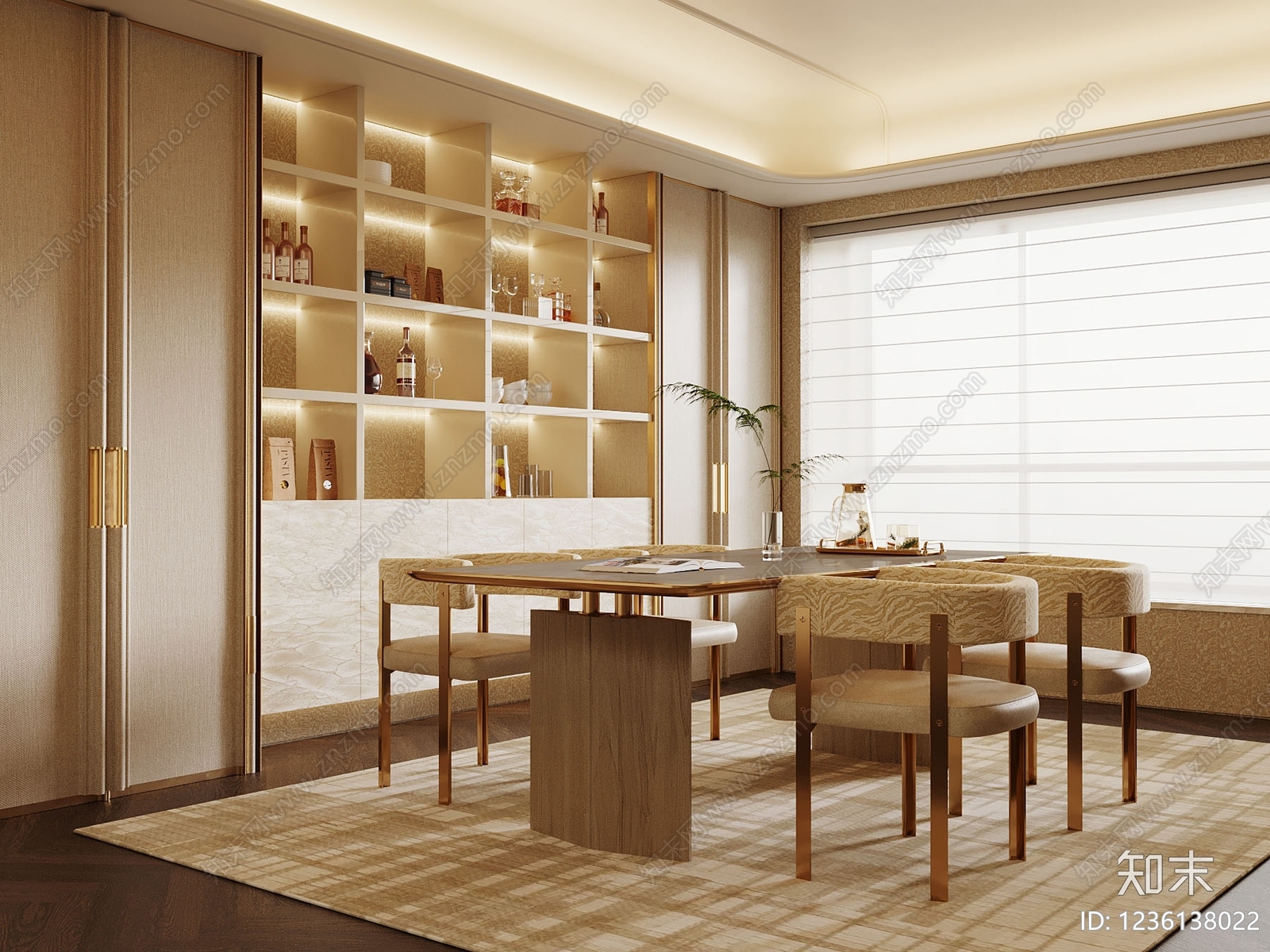 轻奢家居餐厅SU模型下载【ID:1236138022】