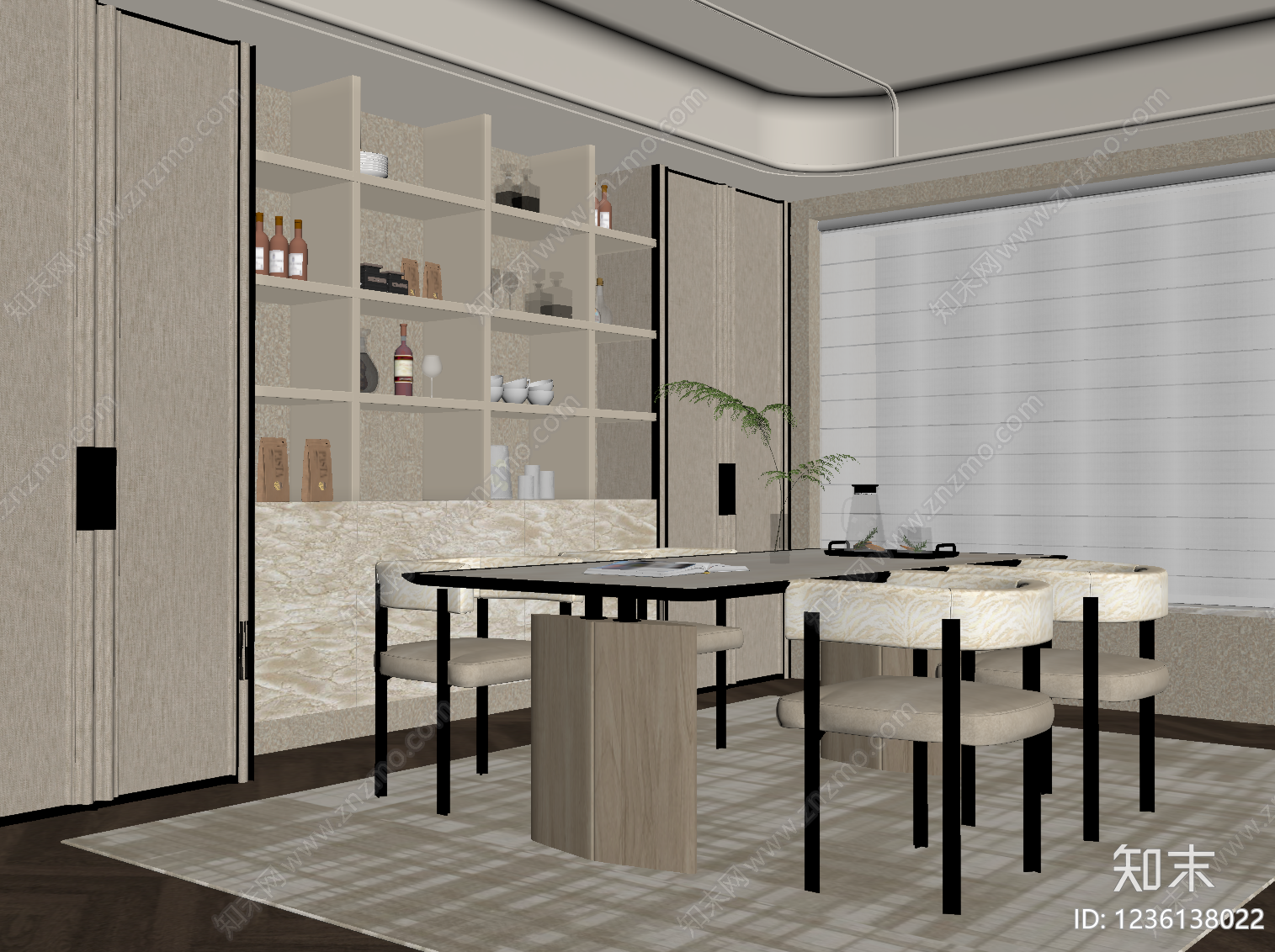 轻奢家居餐厅SU模型下载【ID:1236138022】