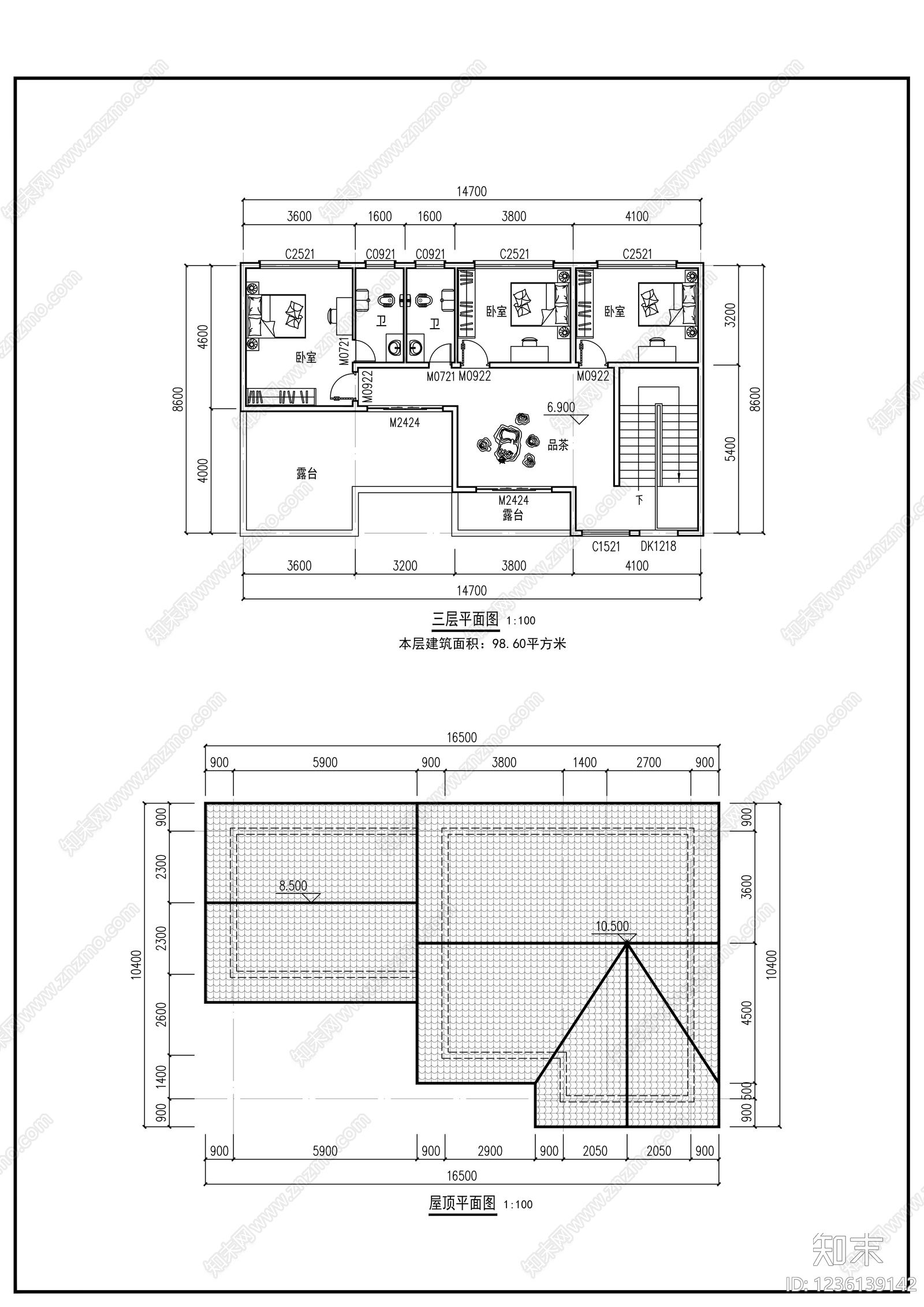 别墅建筑cad施工图下载【ID:1236139142】
