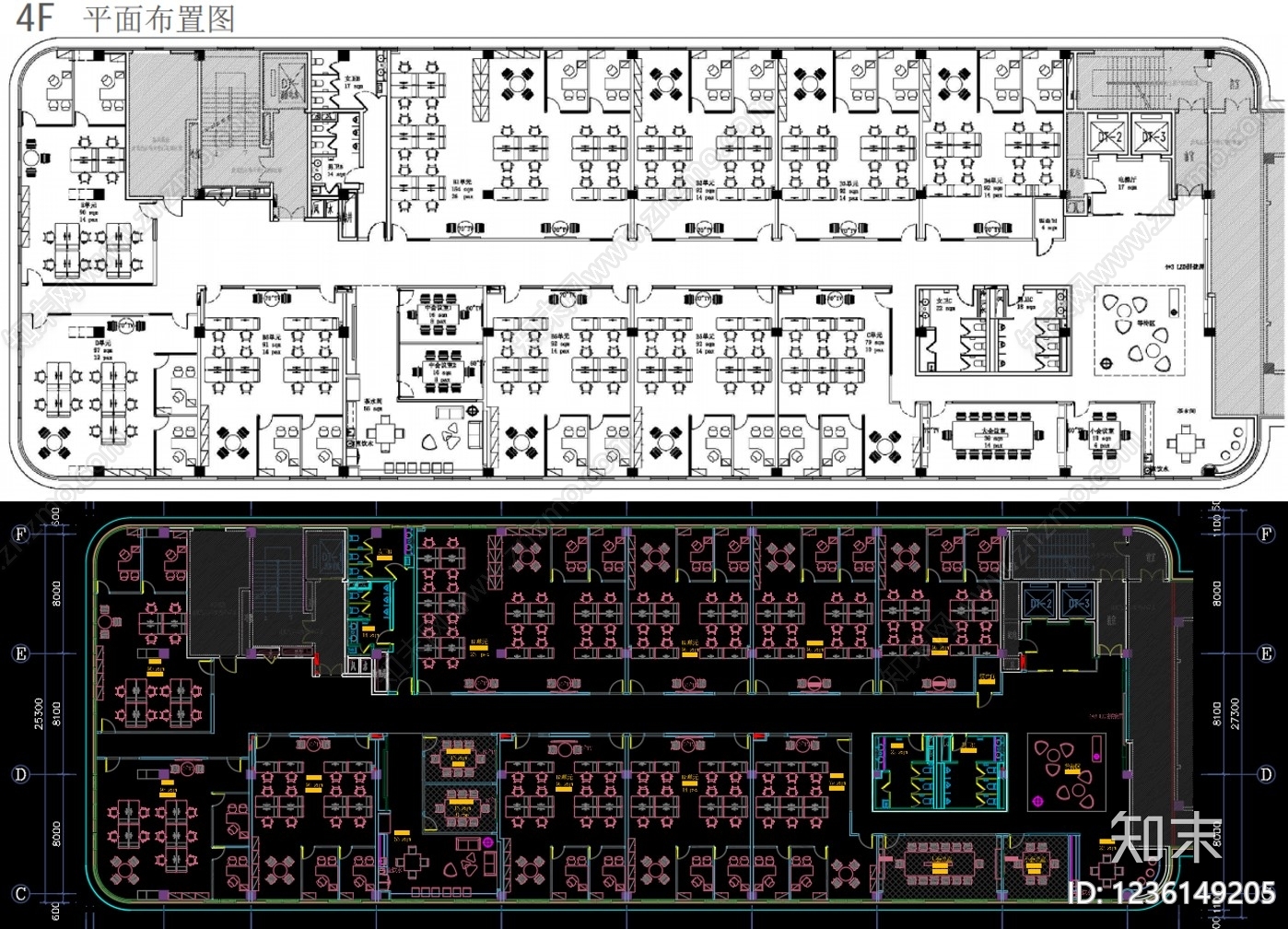 整体办公空间cad施工图下载【ID:1236149205】