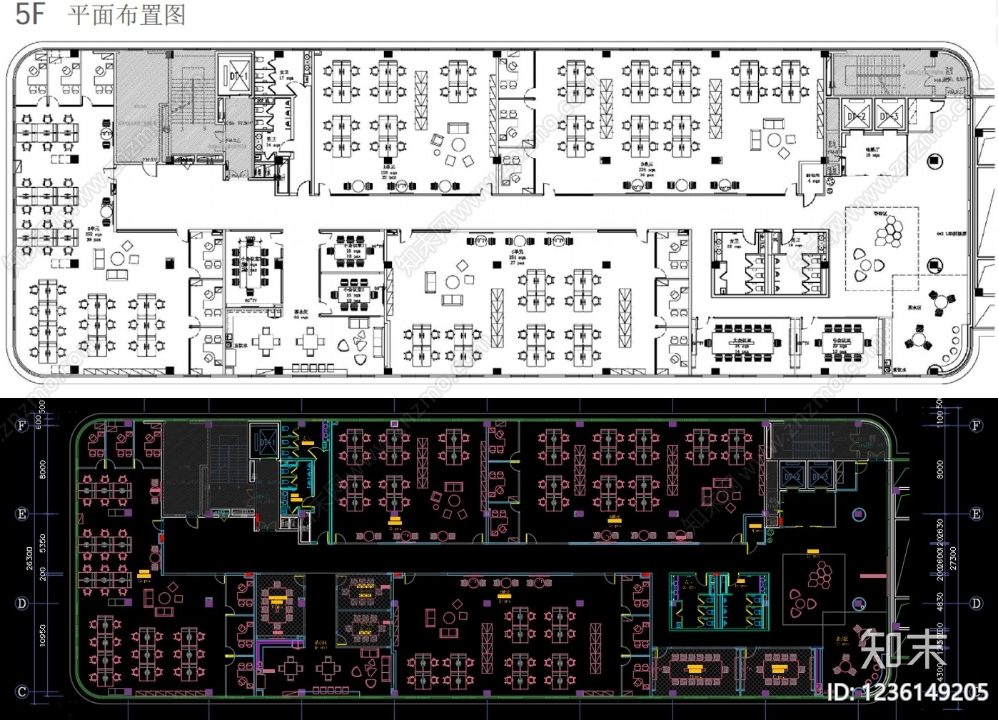 整体办公空间cad施工图下载【ID:1236149205】