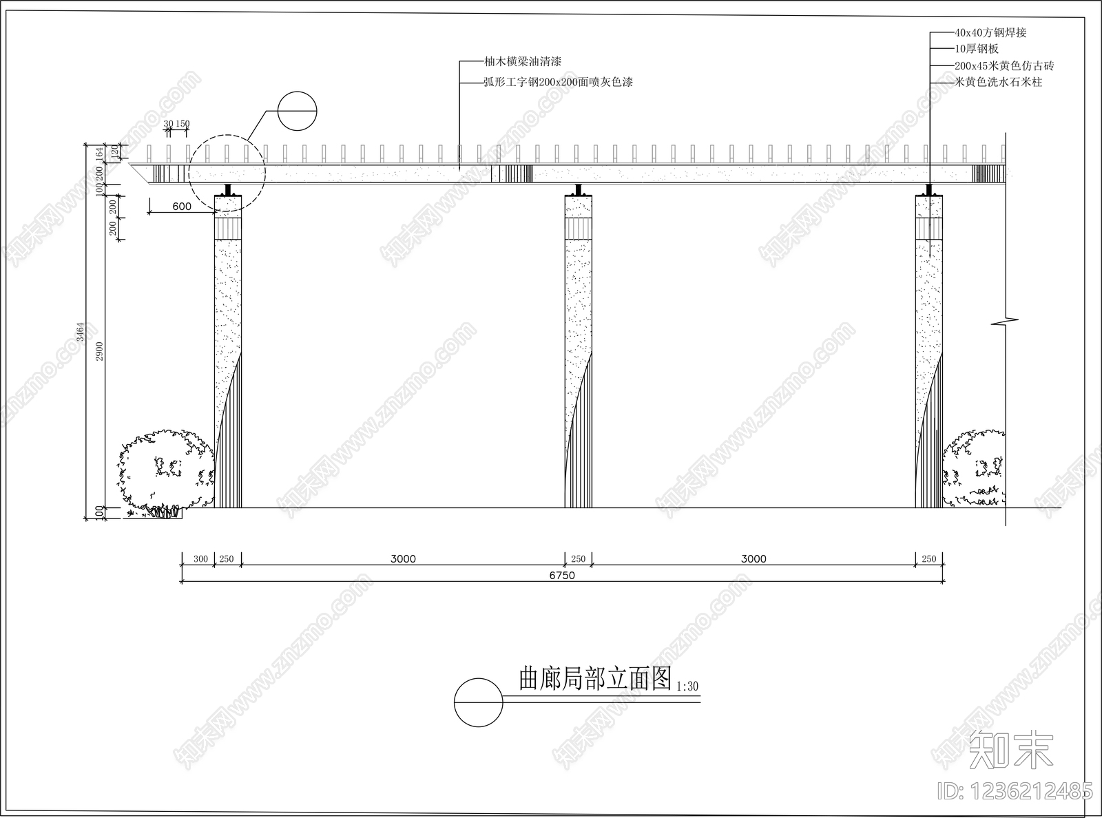 廊架cad施工图下载【ID:1236212485】