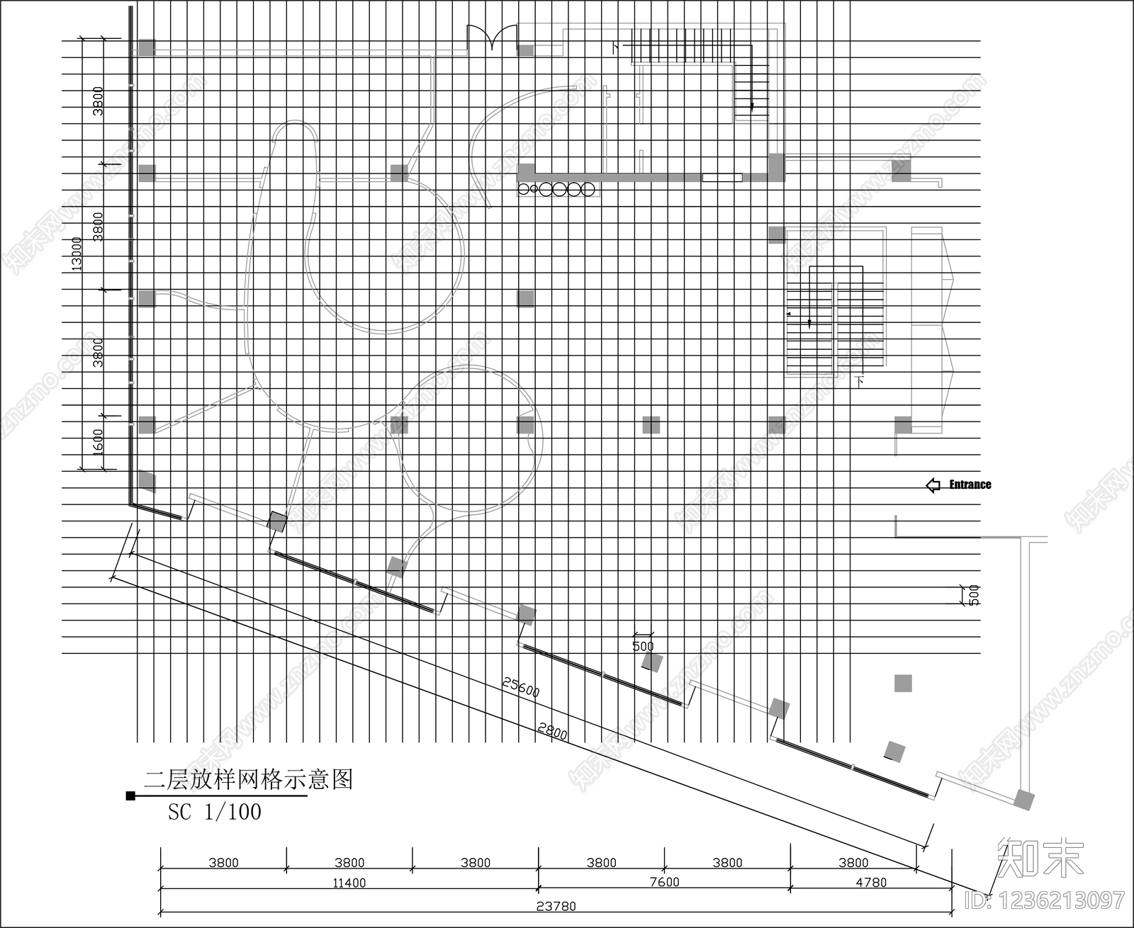 灯具布置图cad施工图下载【ID:1236213097】