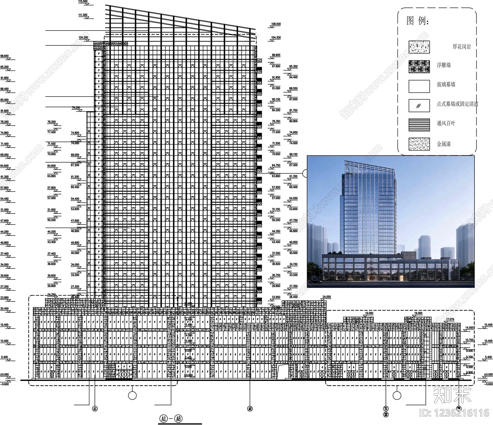 绿色建筑cad施工图下载【ID:1236216116】