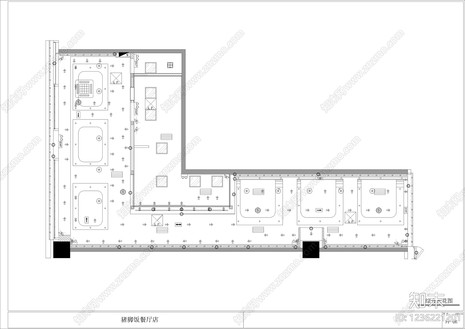 中餐厅cad施工图下载【ID:1236221201】