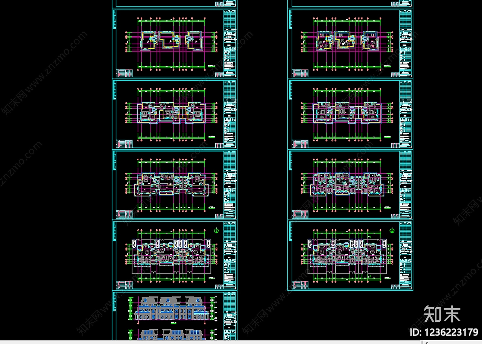别墅建筑cad施工图下载【ID:1236223179】