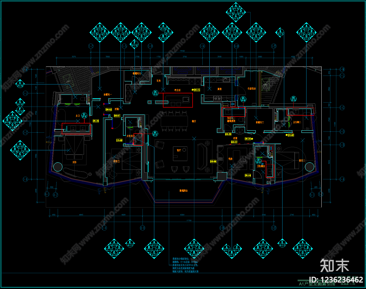 大平层cad施工图下载【ID:1236236462】