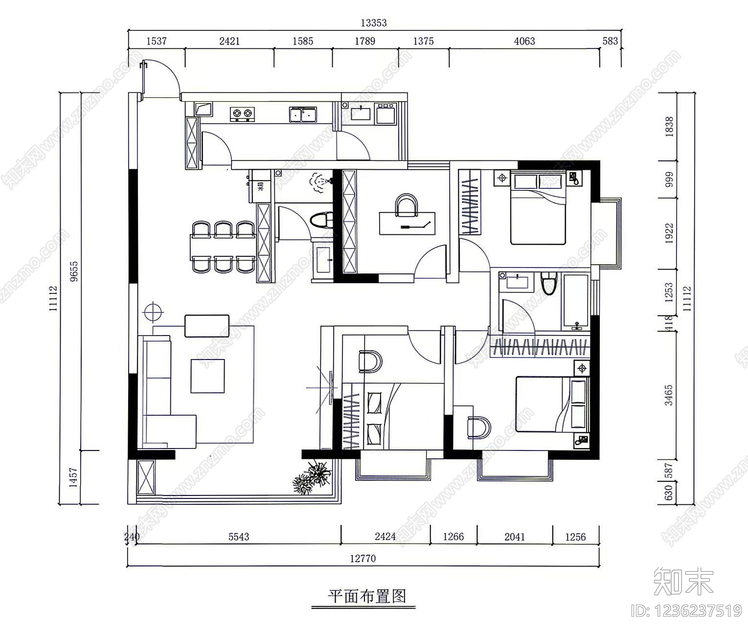 其他家装空间cad施工图下载【ID:1236237519】