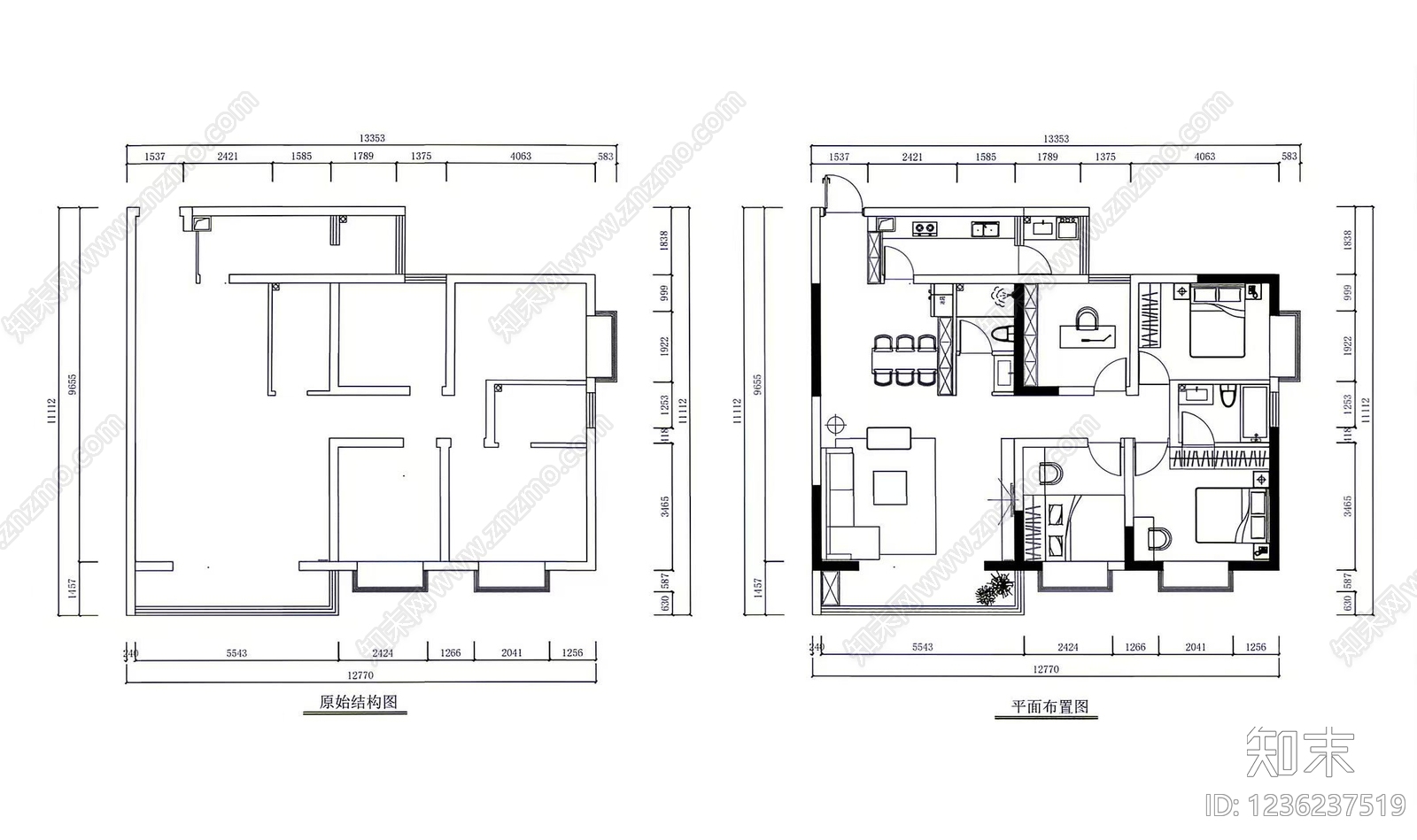 其他家装空间cad施工图下载【ID:1236237519】