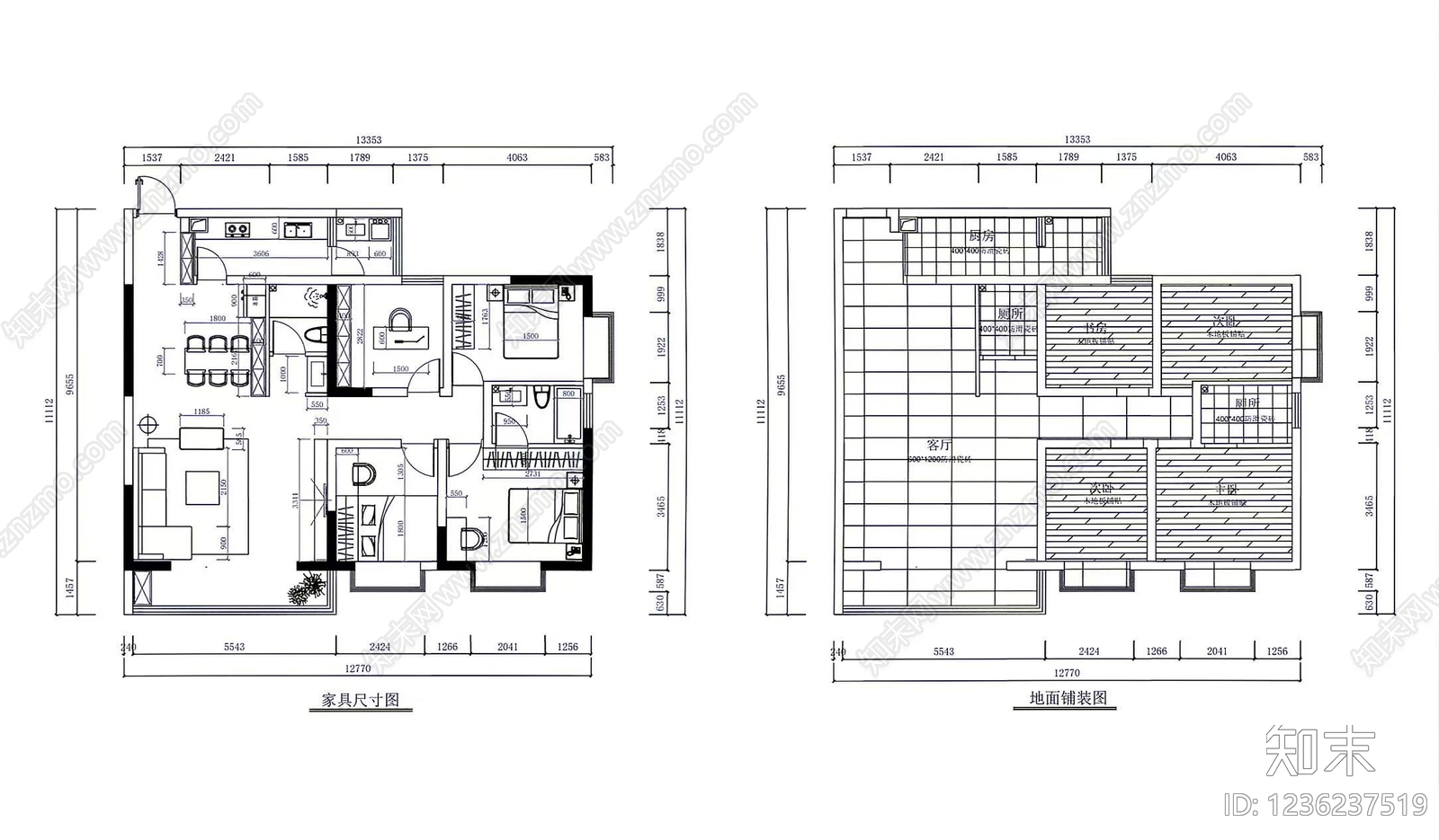 其他家装空间cad施工图下载【ID:1236237519】