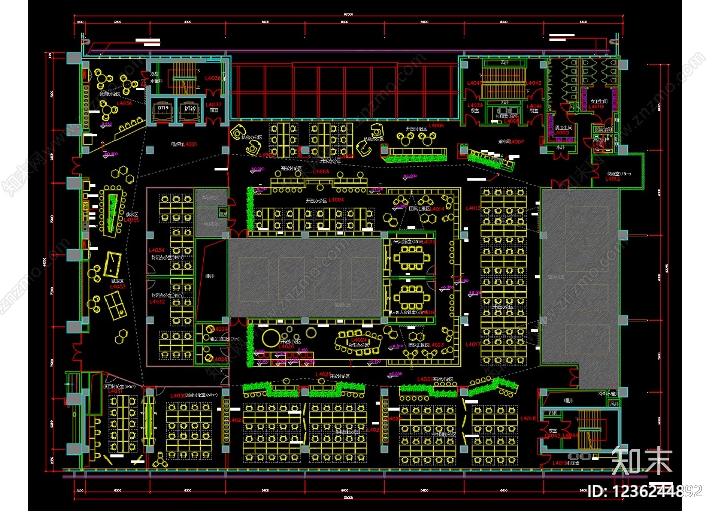 整体办公空间cad施工图下载【ID:1236244892】