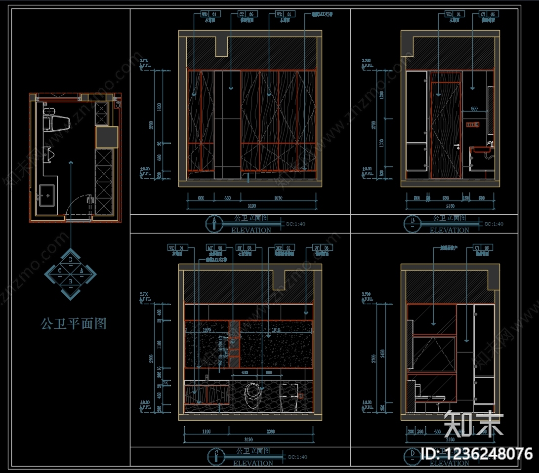 公共卫生间cad施工图下载【ID:1236248076】