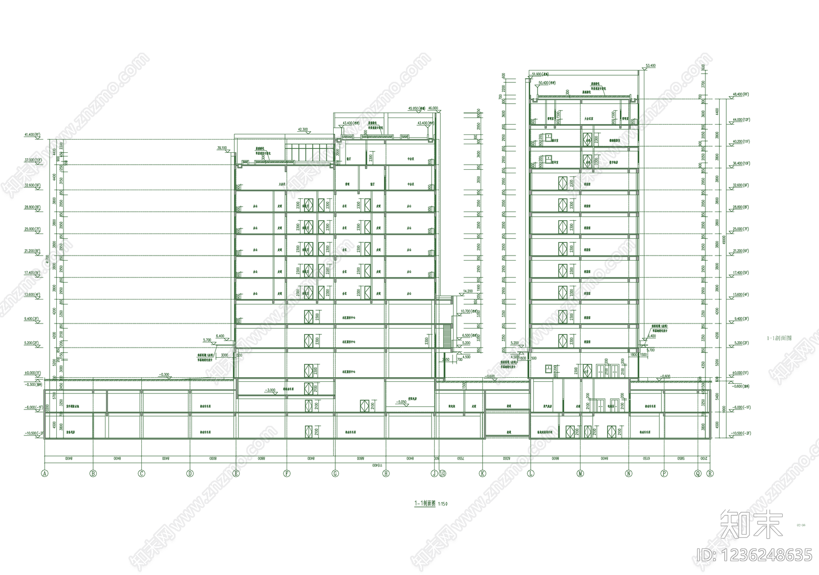 办公楼建筑cad施工图下载【ID:1236248635】