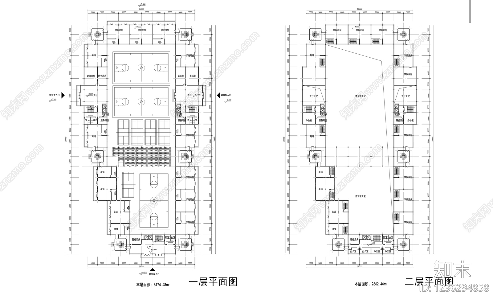 体育馆建筑cad施工图下载【ID:1236294858】
