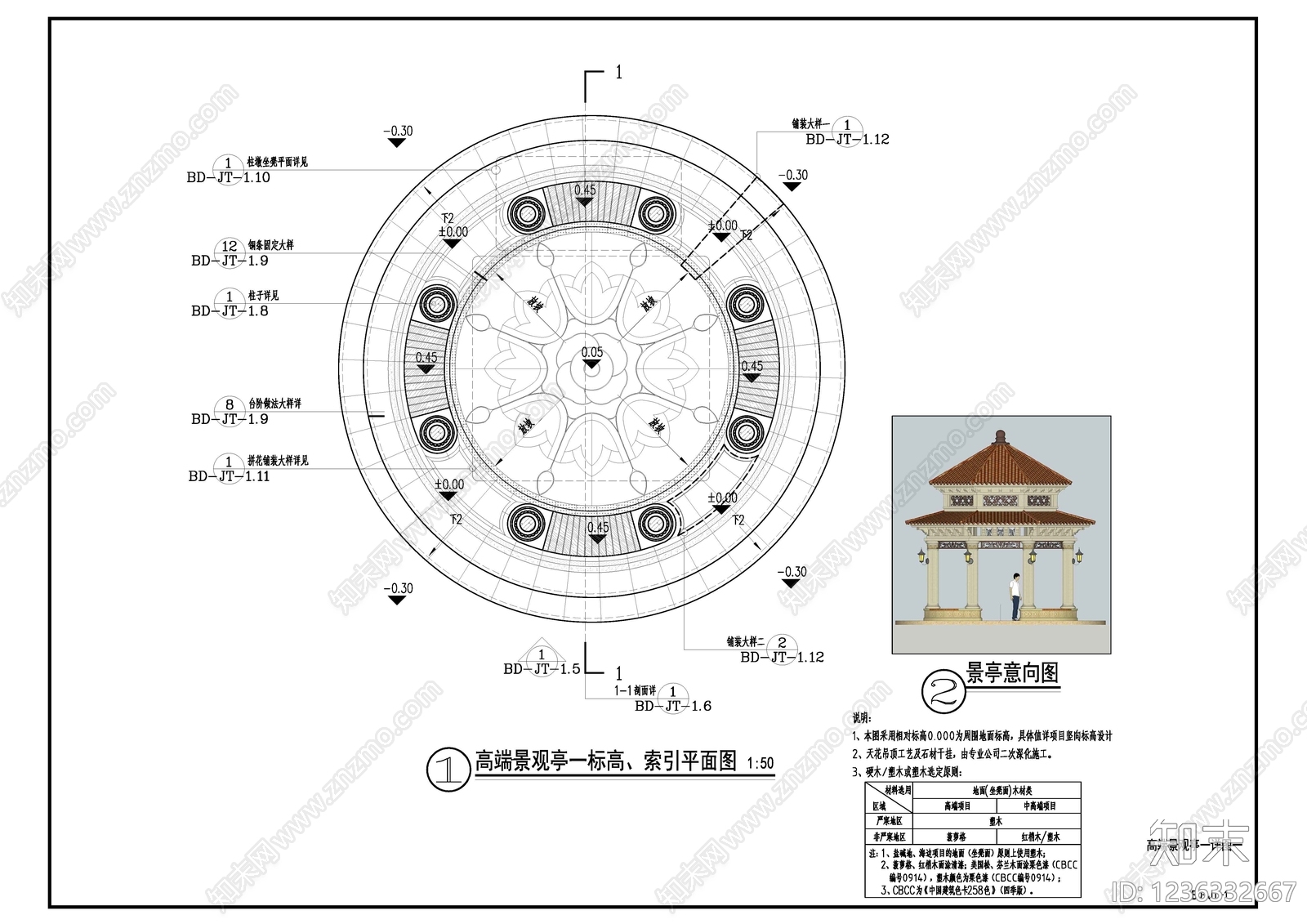 亭子图库cad施工图下载【ID:1236332667】
