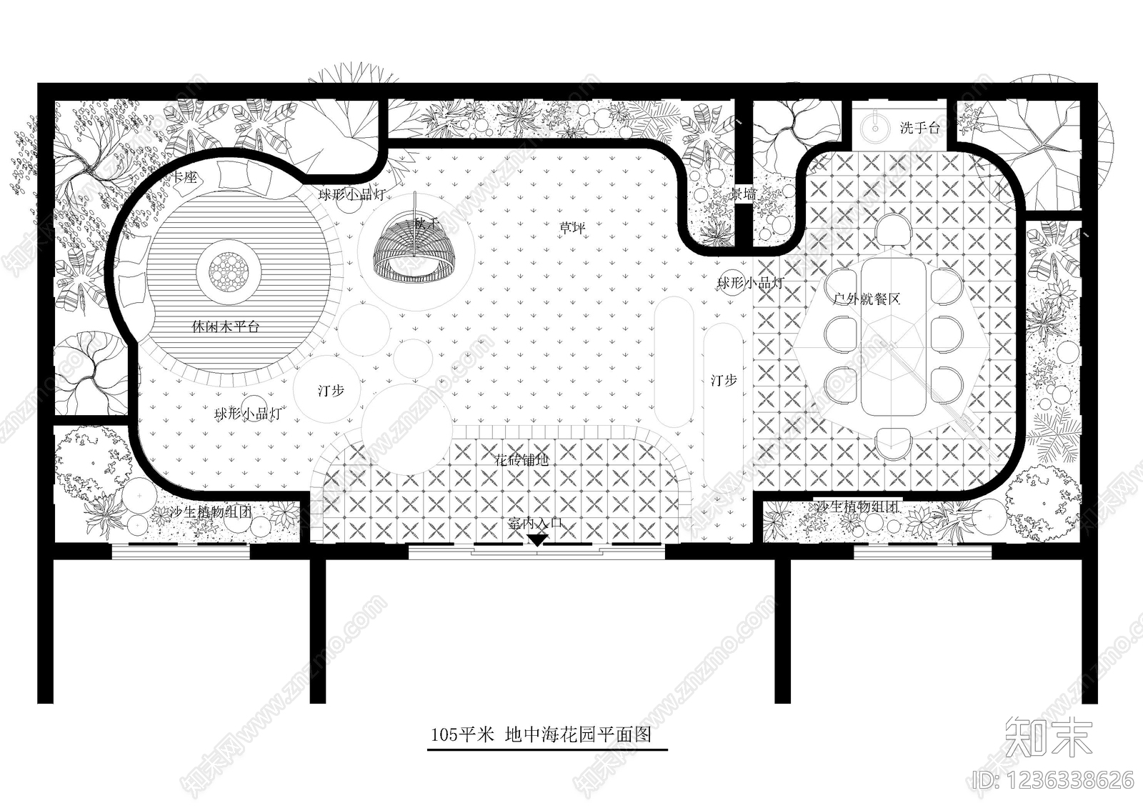景观平面图cad施工图下载【ID:1236338626】