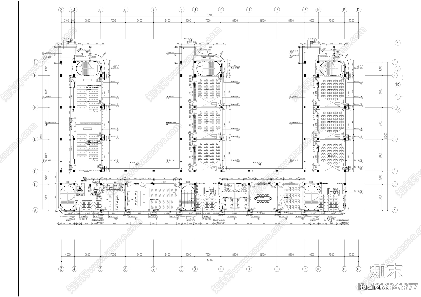 学校建筑cad施工图下载【ID:1236343377】