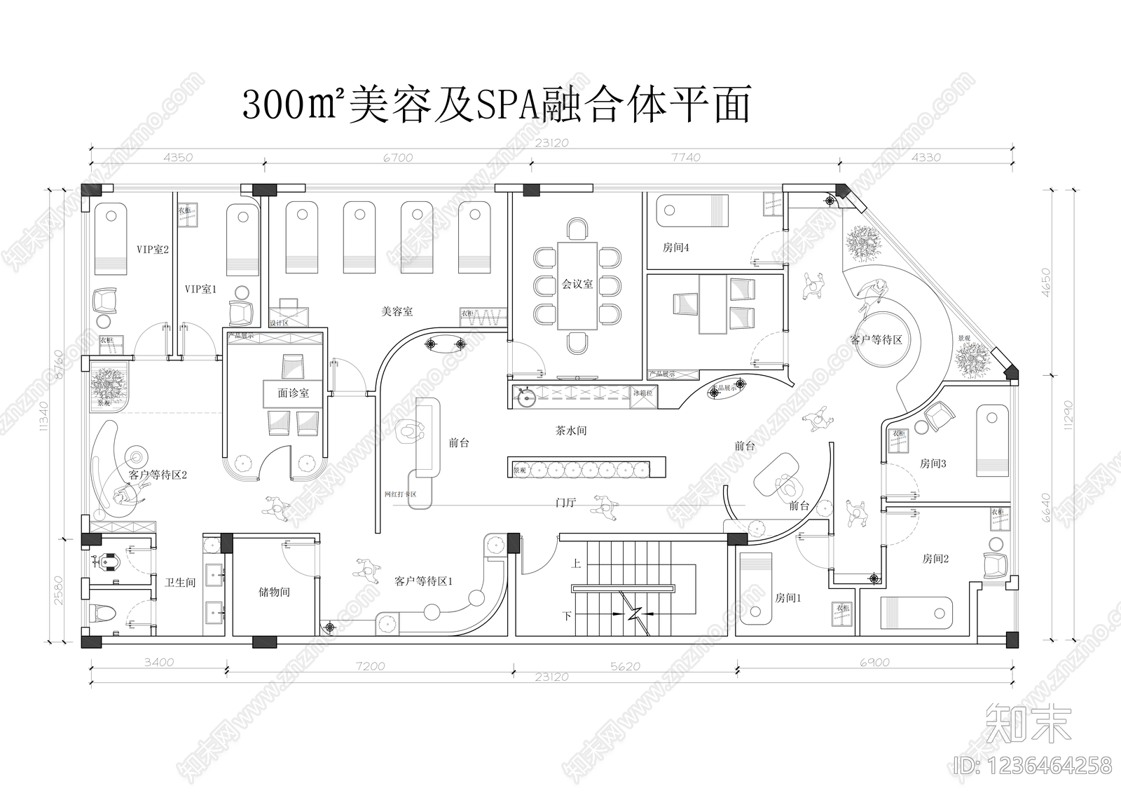 美甲店cad施工图下载【ID:1236464258】