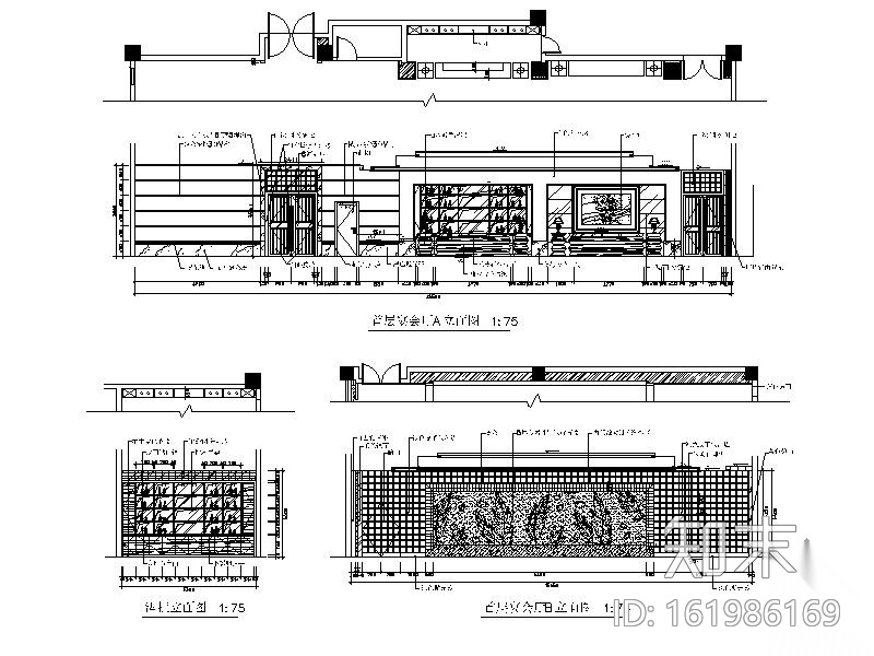 星级酒店宴会厅室内装修图（含效果）cad施工图下载【ID:161986169】