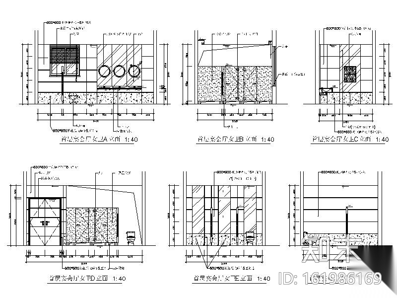 星级酒店宴会厅室内装修图（含效果）cad施工图下载【ID:161986169】