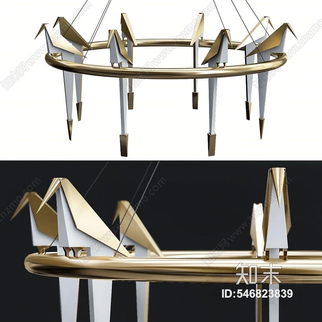 现代金属小鸟吊灯3D模型下载【ID:546823839】