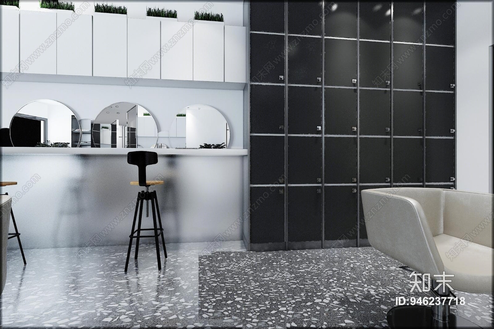 现代美发店3D模型下载【ID:946237718】