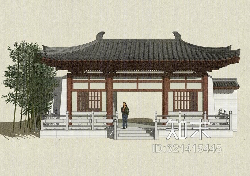 唐风小山门SU模型下载【ID:321415445】