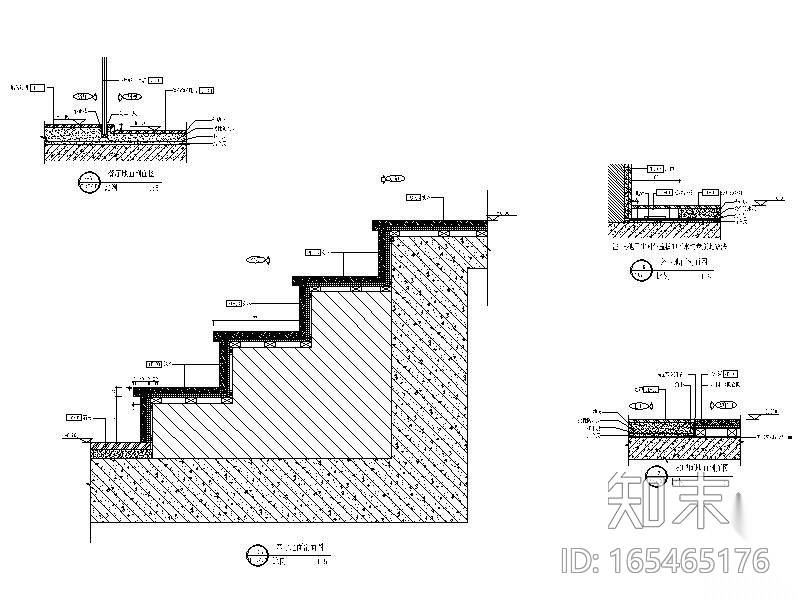 别墅各房间地面大样图cad施工图下载【ID:165465176】