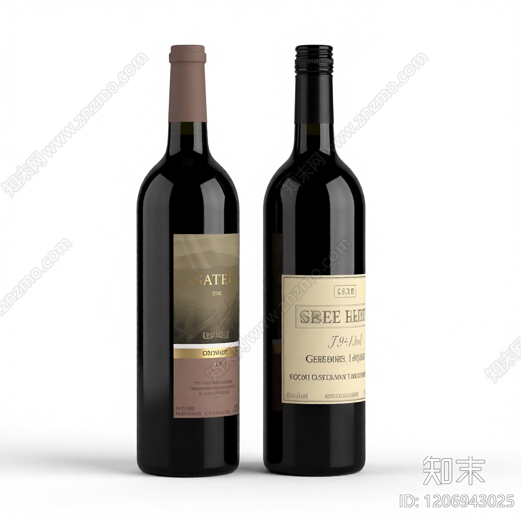 带标签酒瓶模型3D模型下载【ID:1206943025】