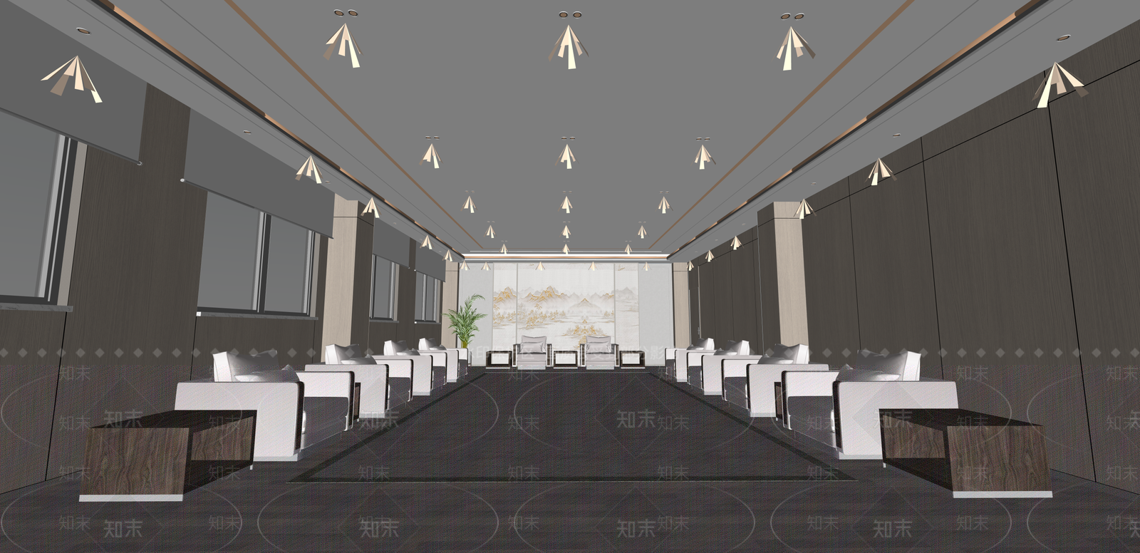 现代酒店大堂SU模型下载【ID:1215200336】