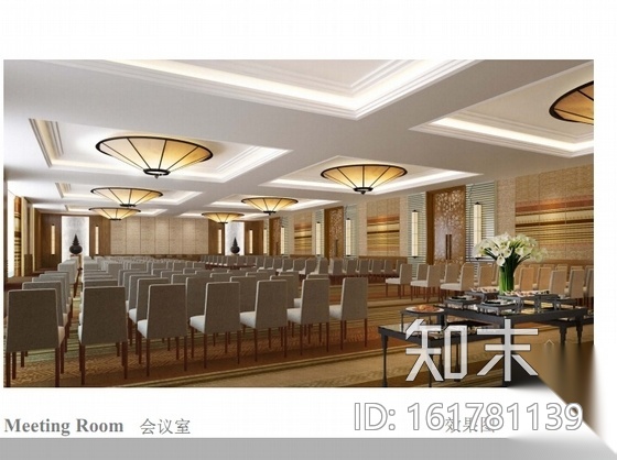 [云南]清新淡雅度假酒店会议室施工图（含效果图）cad施工图下载【ID:161781139】