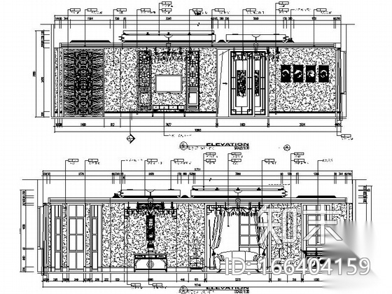 [内蒙古]某部长三层中式风格别墅室内设计CAD施工图施工图下载【ID:166404159】