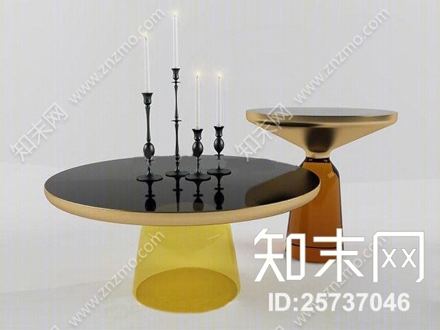 现代圆形茶几烛台组合下载3D模型下载【ID:25737046】