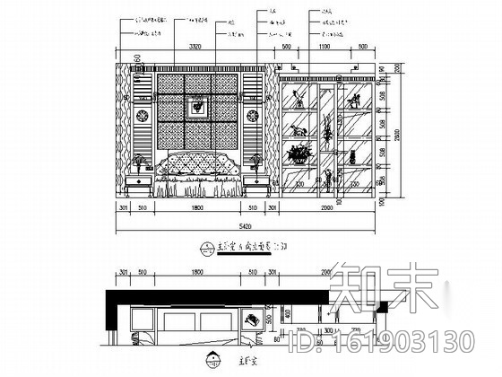 四居室套房家装设计图（含效果）cad施工图下载【ID:161903130】