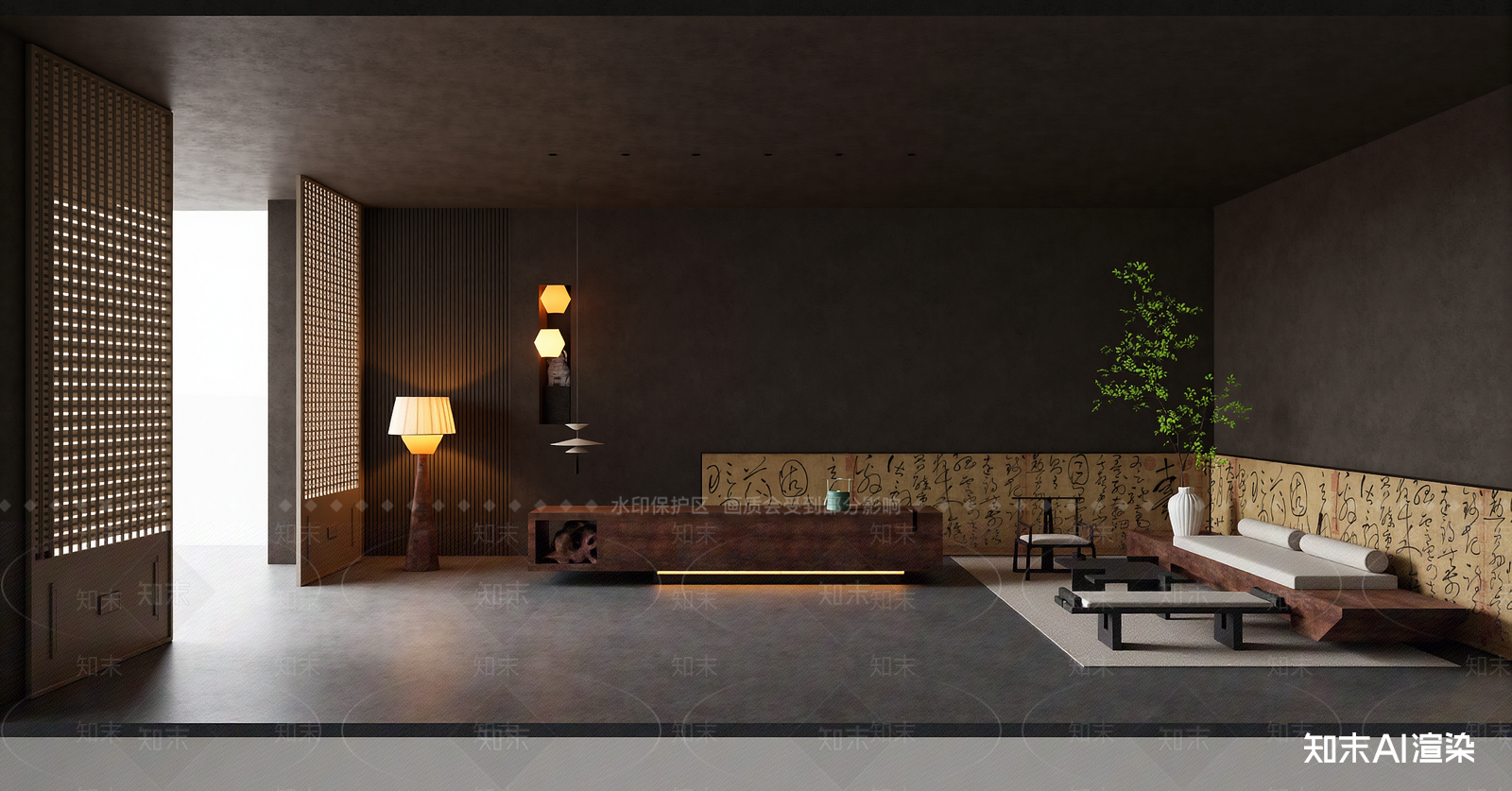 侘寂酒店大堂SU模型下载【ID:1216046104】