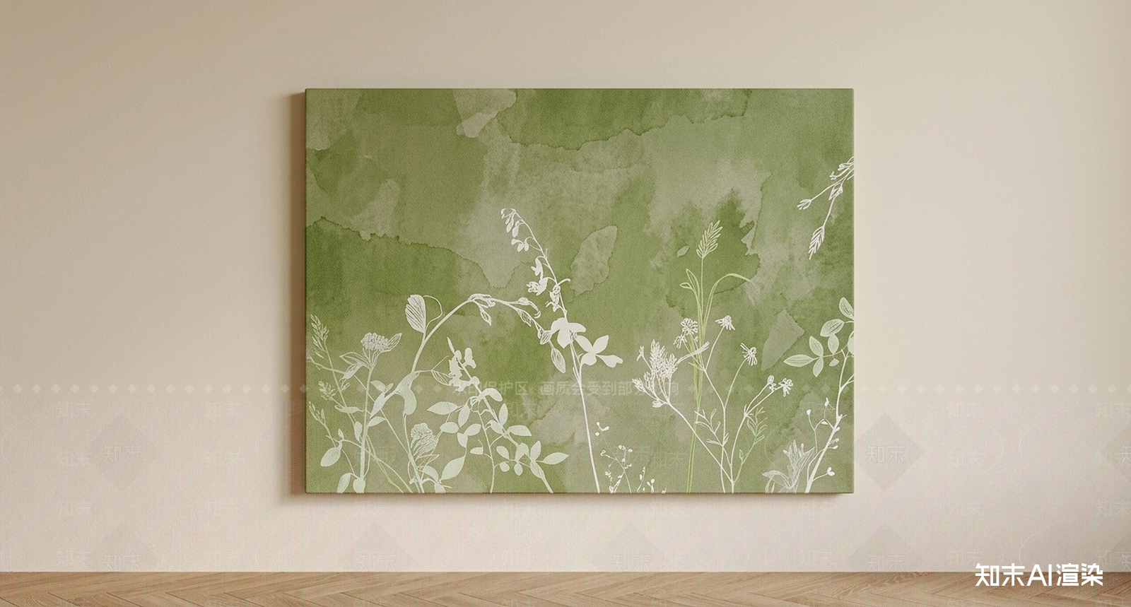 绿色植物图案挂画挂画SU模型下载【ID:1227393239】