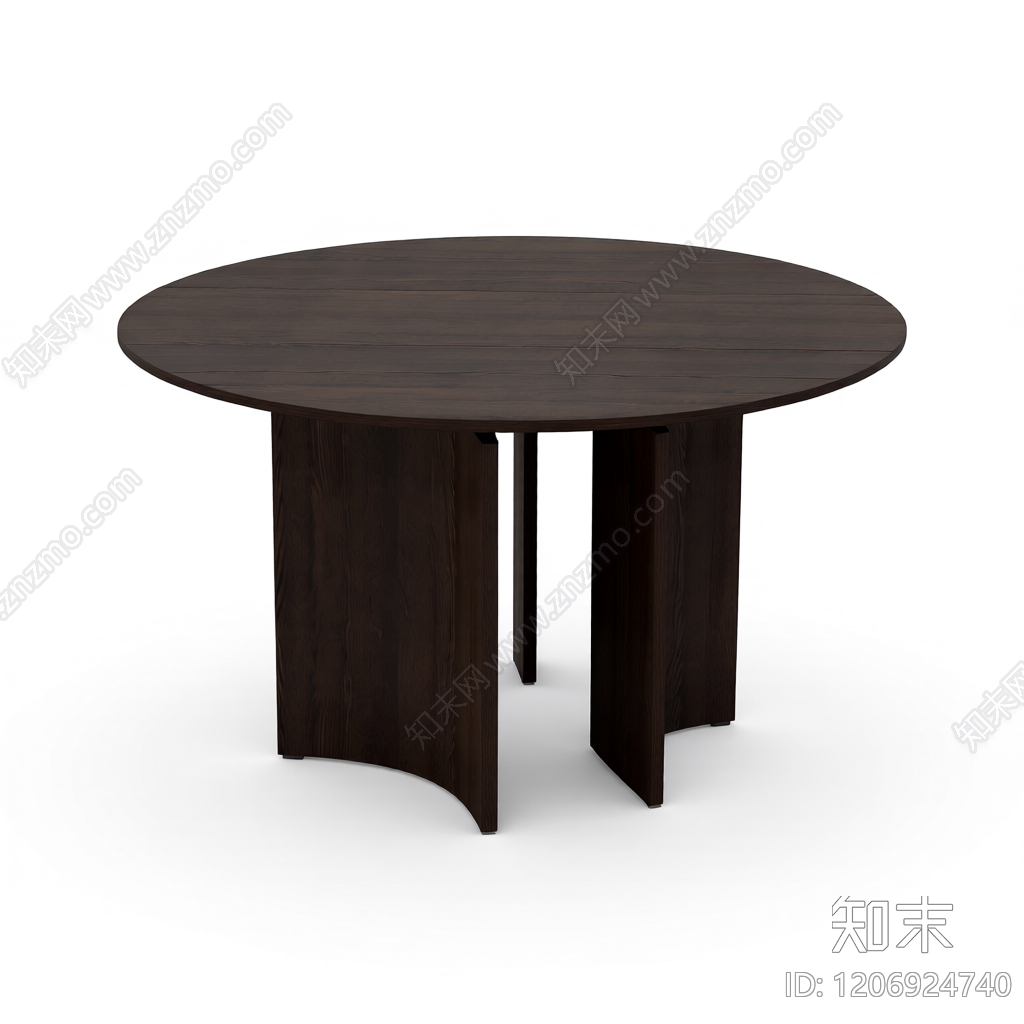 深色木纹圆桌3D模型下载【ID:1206924740】
