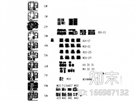 住宅四居室详细装修图施工图下载【ID:166987132】