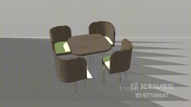 餐桌椅组合SU模型下载【ID:97706647】