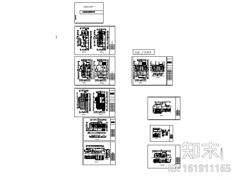 双层别墅中式风格装修图(含效果)cad施工图下载【ID:161911165】