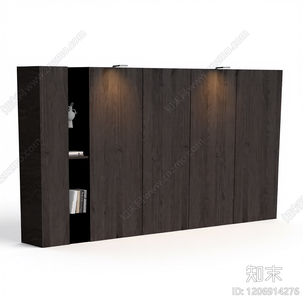 深色木纹电视墙3D模型下载【ID:1206914276】